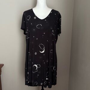 Soma Sleep Shirt Size L Black Moon Stars Celestial Lounge Nightgown